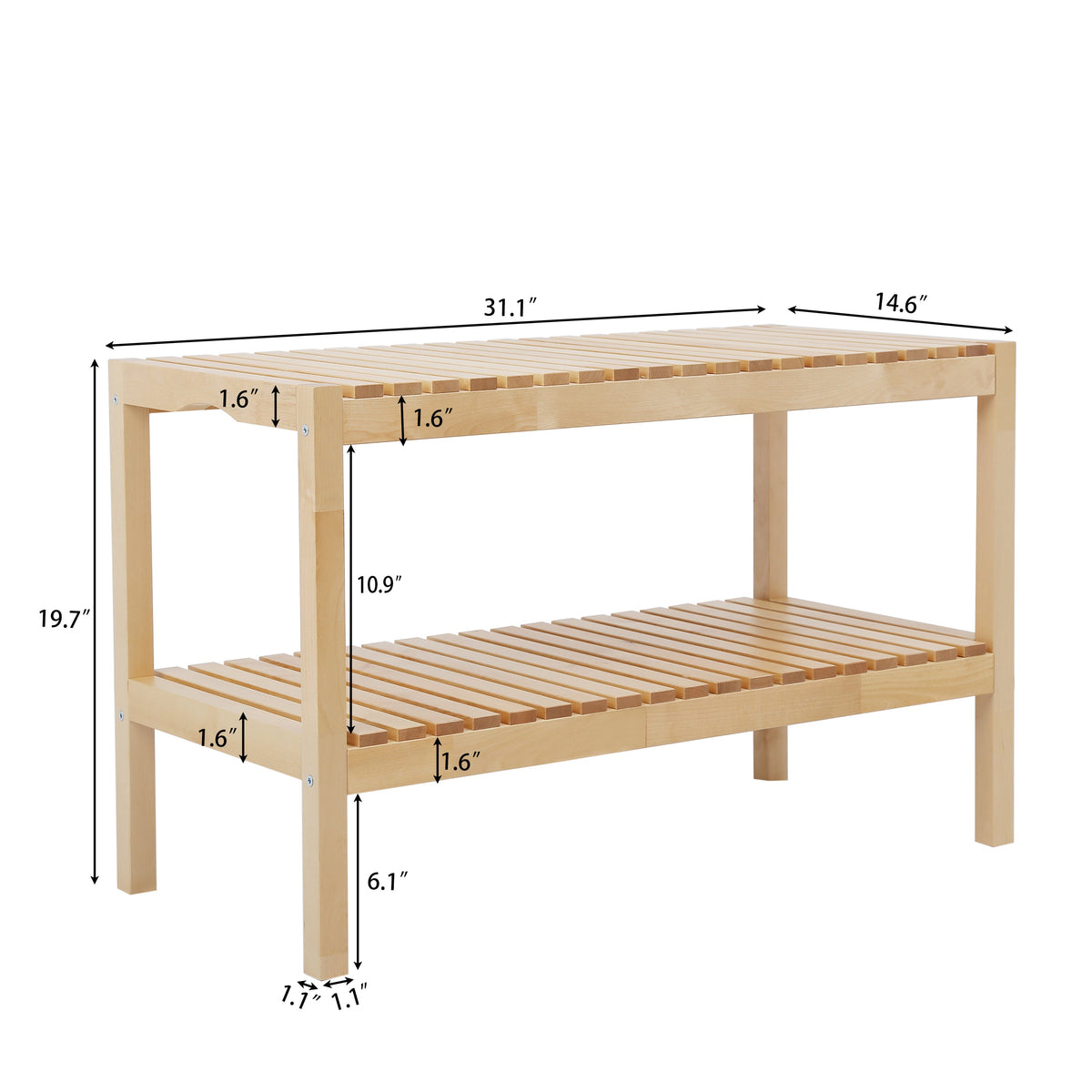 Shoe bench-Birch, 3 Tier Sturdy Shoe Bench Holds up to 300lbs for Entryway Bedroom Living Room Balcony,natural