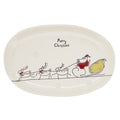 Fennco Styles Santa's Sleigh Stoneware Oval Serving Platter 12" x 7" - White Serving Tray Dishwasher Microwave Safe for Christmas Décor, Kitchen, Family Gathering and Special Occasion
