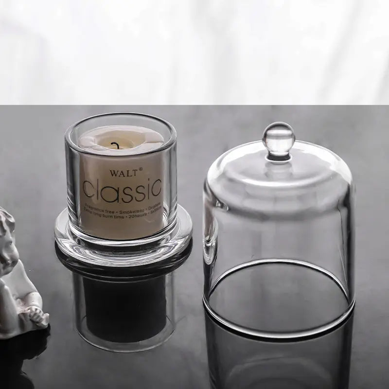 Glass Candle Holder With Glass Cover