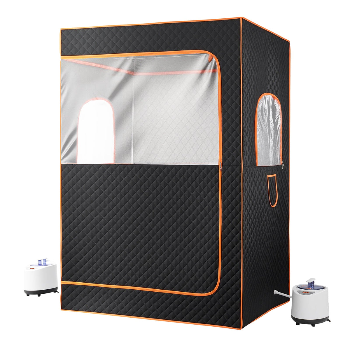 Upgraded Portable Steam Sauna for Home, 2 Person Spa Tent with Foldable Chairs - Black