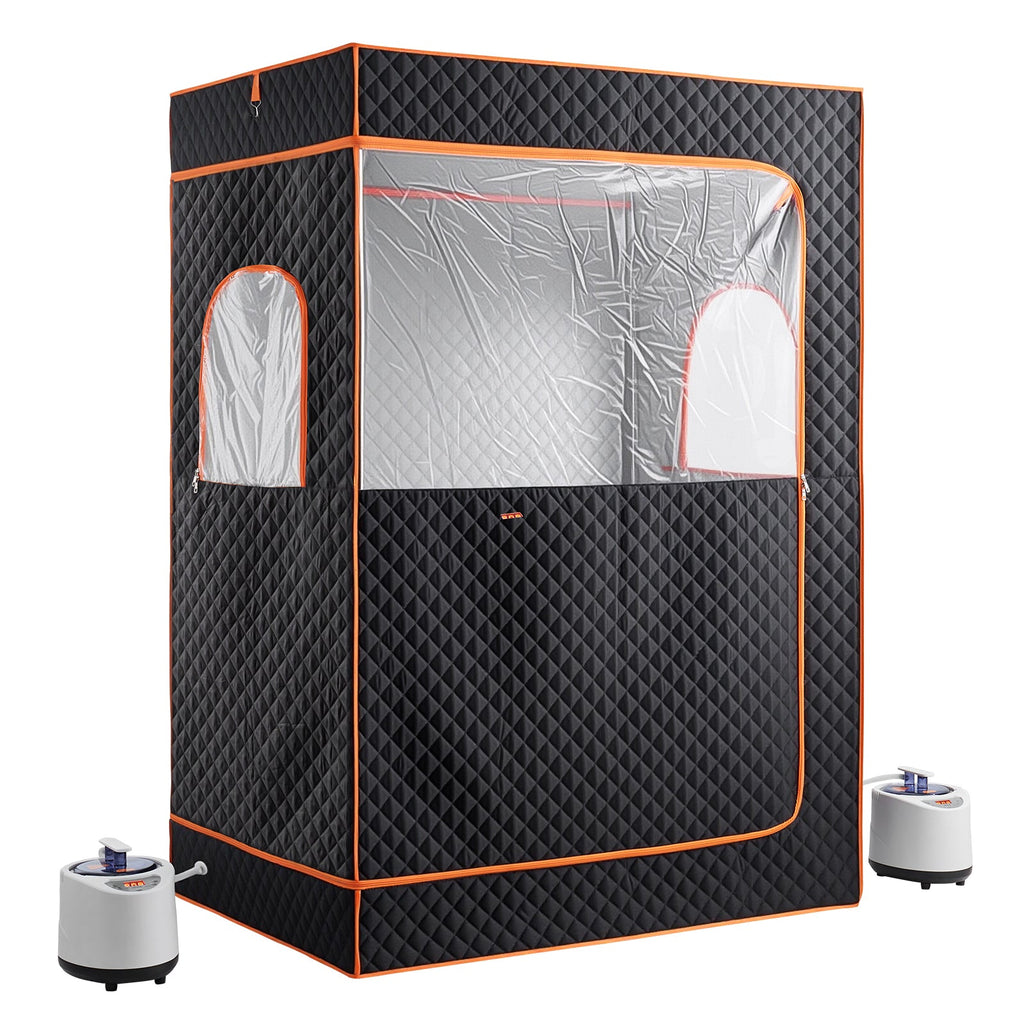 Upgraded Portable Steam Sauna for Home, 2 Person Spa Tent with Foldable Chairs - Black