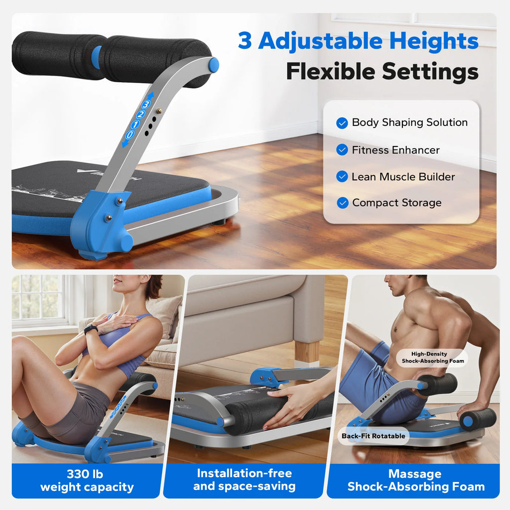 Abdominal Trainer With 3 Adjustable Resistance Levels Automatic Rebound