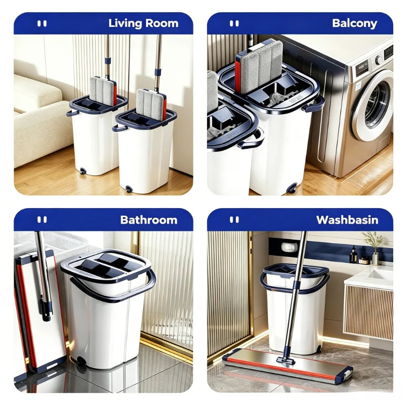 hands-free self-wringing floor cleaner, suitable for kitchen tile floors