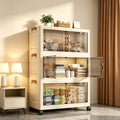 19.7in 3/4/5/6-Tier Foldable Storage Cabinet with Wheels, Stackable Plastic Storage Organizer with Magnetic Doors