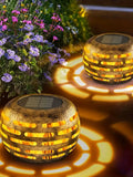 Solar Lanterns Hollow Out Retro Metal Solar Lights Outdoor Waterproof Light Flickering Solar LED Light Lantern Garden Yard Decor