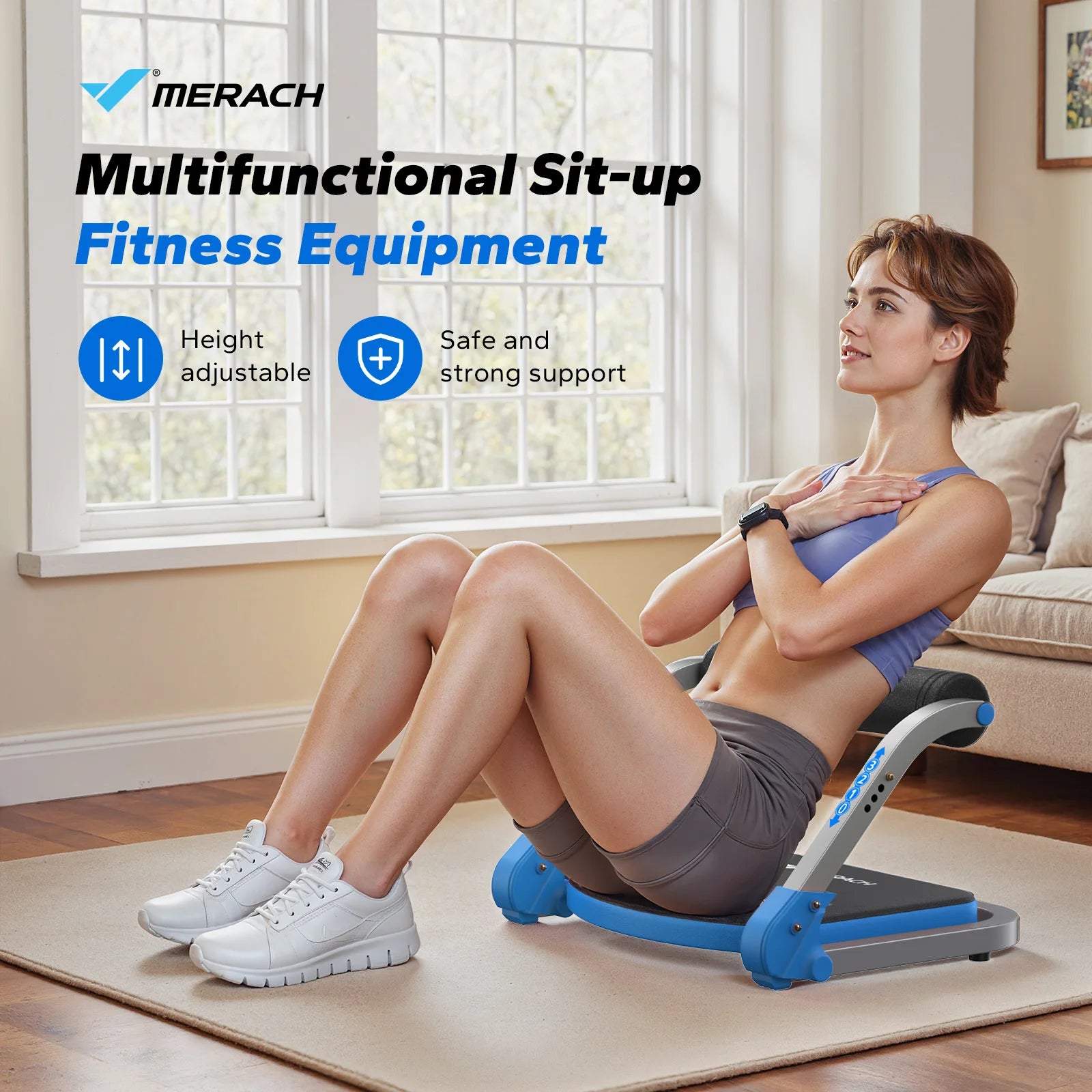 Abdominal Trainer With 3 Adjustable Resistance Levels Automatic Rebound