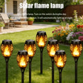 8 Solar Outdoor Torch Lights, suitable for landscape lighting and decoration in yards, gardens, lawns, walkways, etc. Solar waterproof torch decorative lights, flickering flame solar lights with automatic switch.