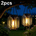 Two solar powered outdoor lantern hanging lights, waterproof.
