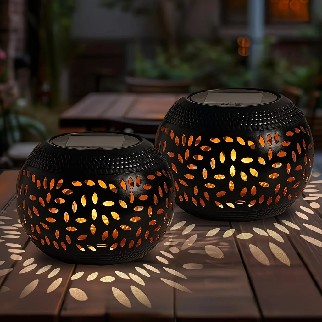 RUIDEL MICHAELS Outdoor solar light, metal solar waterproof desktop light, black outdoor metal desktop decoration light, suitable for courtyards, gardens, terraces, camping, parties, desktop decoration, etc., the best gift fo