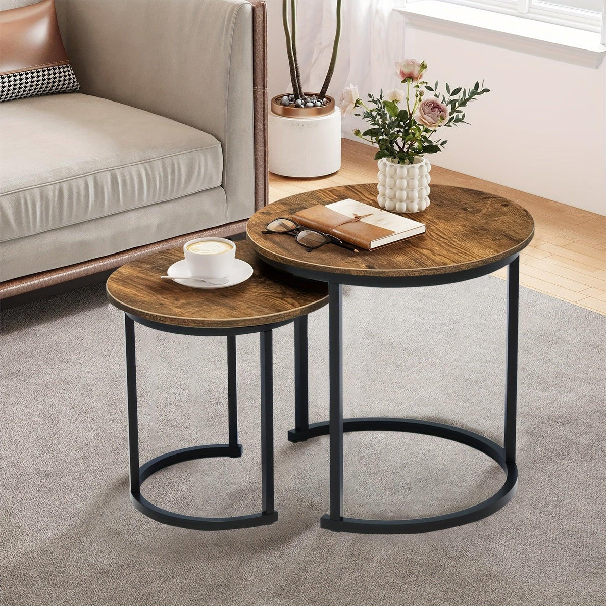 Coffee Table - Wood Grain Wooden Round