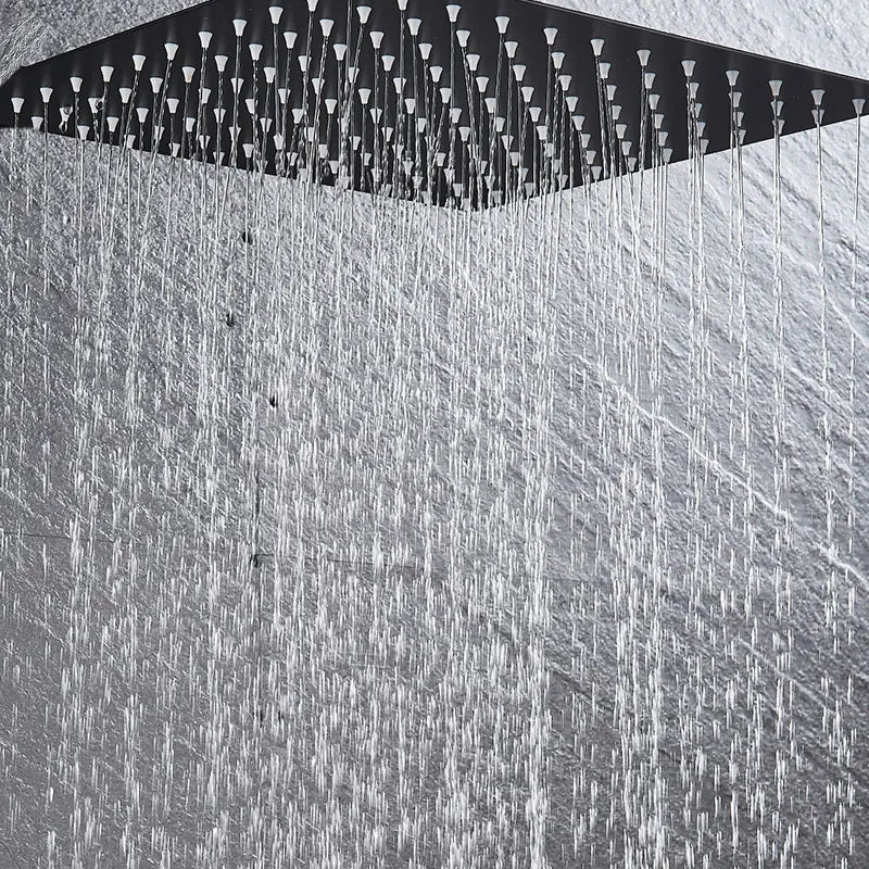 16 Inch  Black Square Shower Head Rainfall Shower Accessories Stainless Steel Top Bathroom Ultrathin Shower Head Ceiling Install