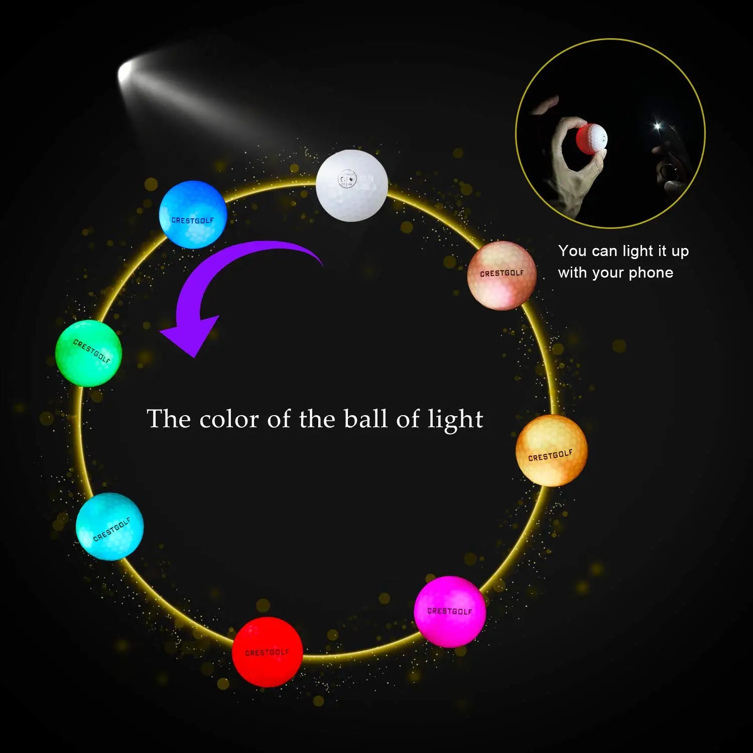 Golf Ball with Logo 3pcs/6pcs/10pcs/30pcs/Pack Night Glow Light Glow LED Six Color for Your Choice