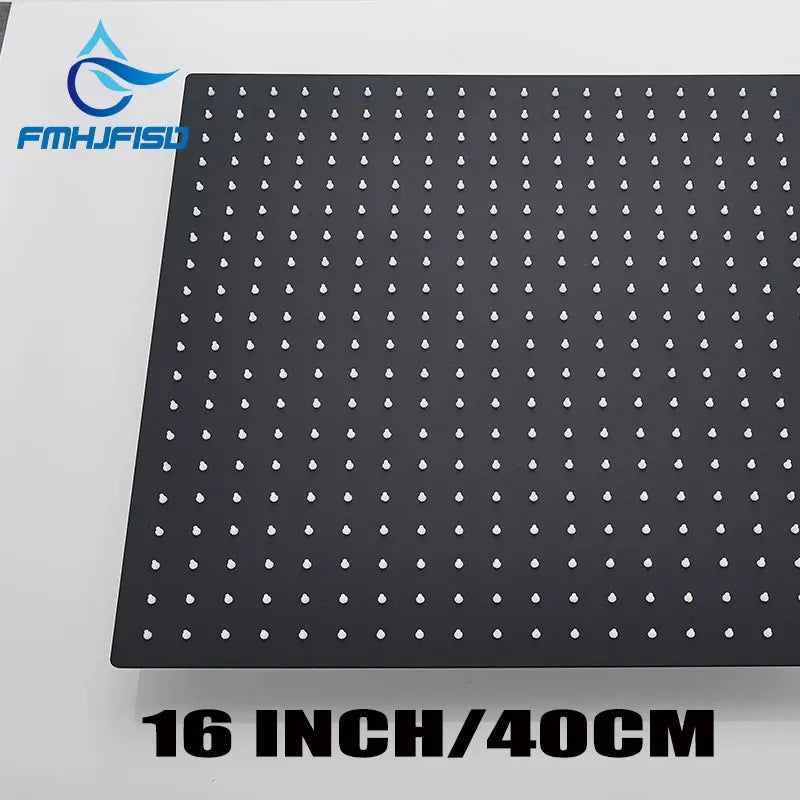 16 Inch  Black Square Shower Head Rainfall Shower Accessories Stainless Steel Top Bathroom Ultrathin Shower Head Ceiling Install