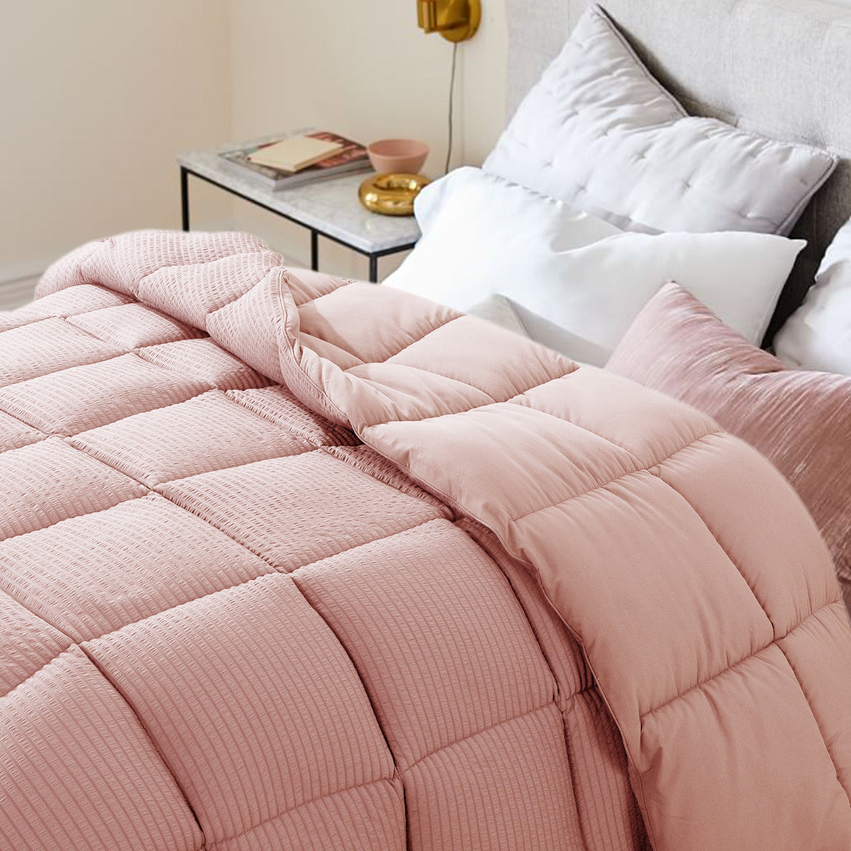 Kasentex Reversible All-Season Comforter Twin/Queen/King - Cozy Down Alternative Bedding