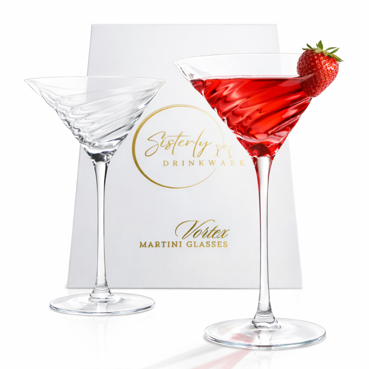 Vortex Crystal Martini Glasses – Set of 2 Luxury Stemware