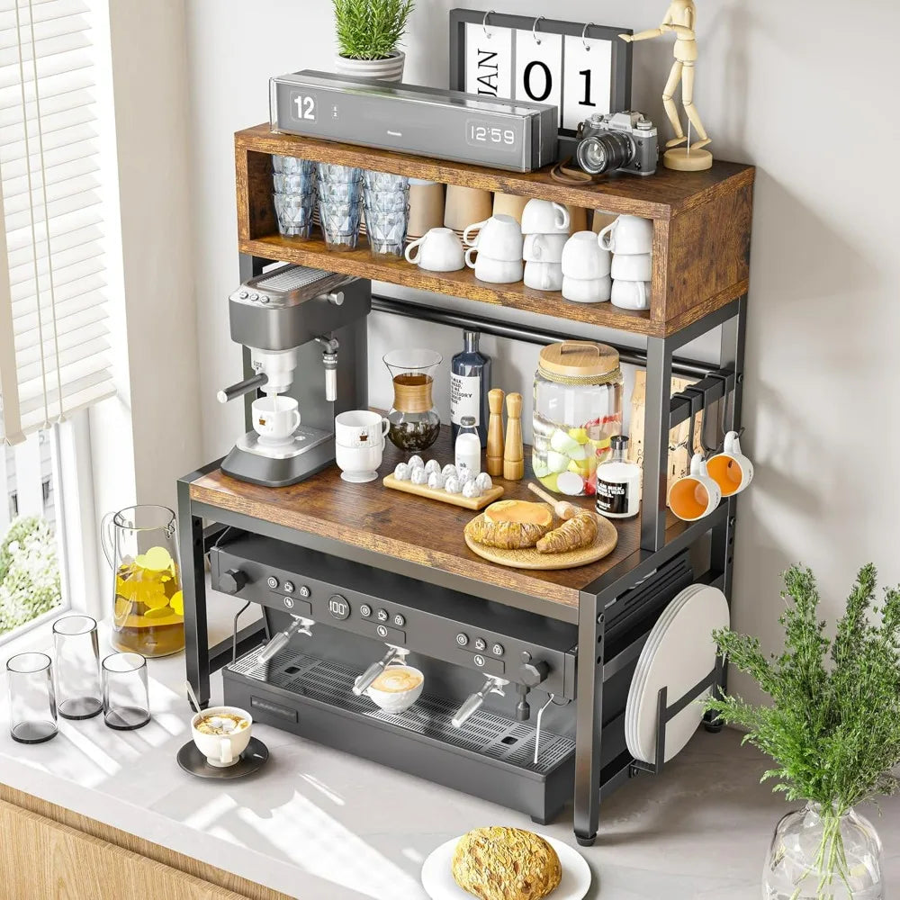 4-Tier Microwave Stand Brown 205LB