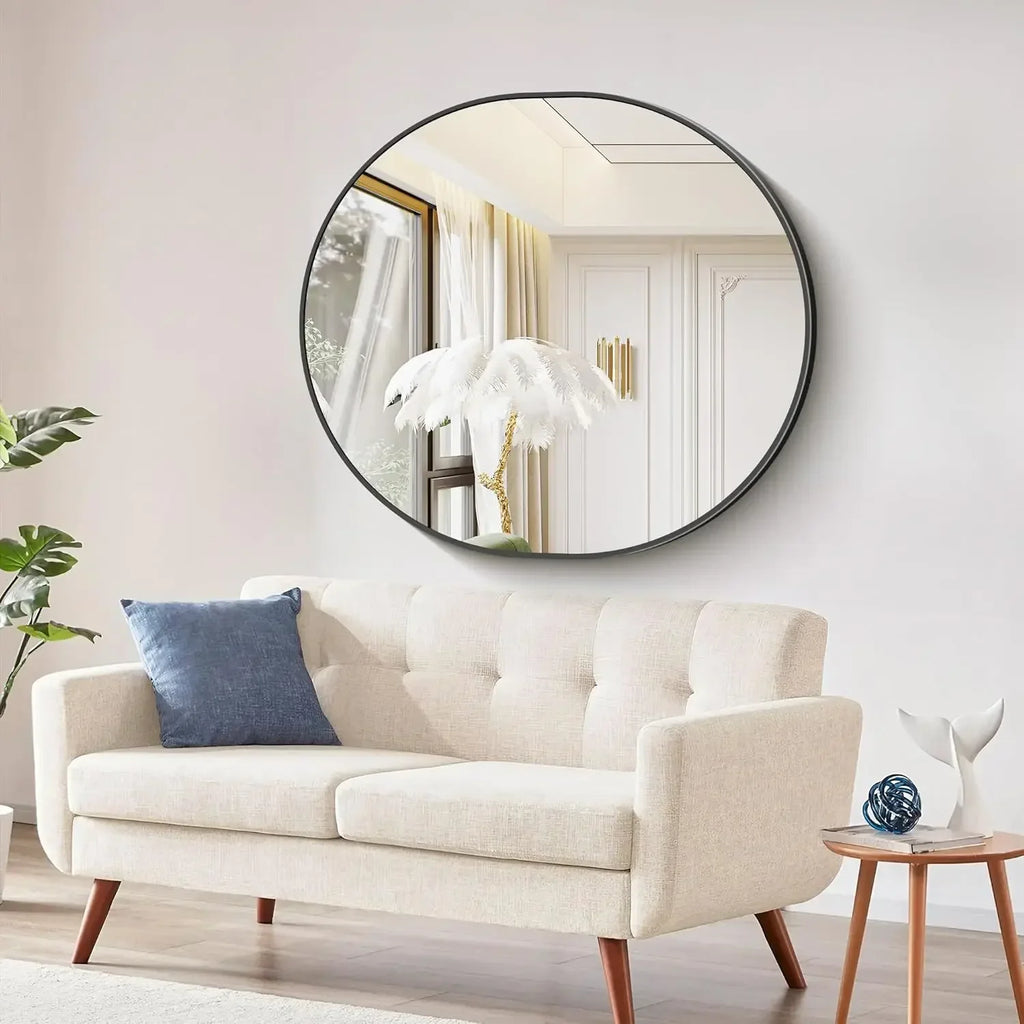36x40 Inch Black Oval Mirror