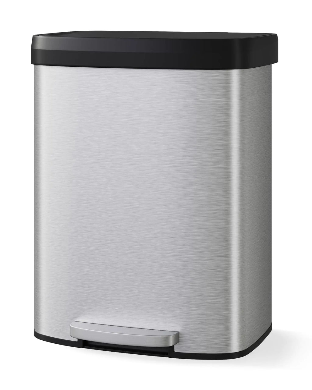 15.8 Gallon Large Step Garbage Can, Stainless Steel Waste Bin with Bag Retainer