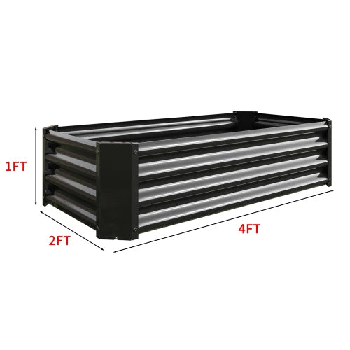 Black Metal Raised Garden Bed 4x2x1ft Rectangle Planters for Flowers And Vegetables