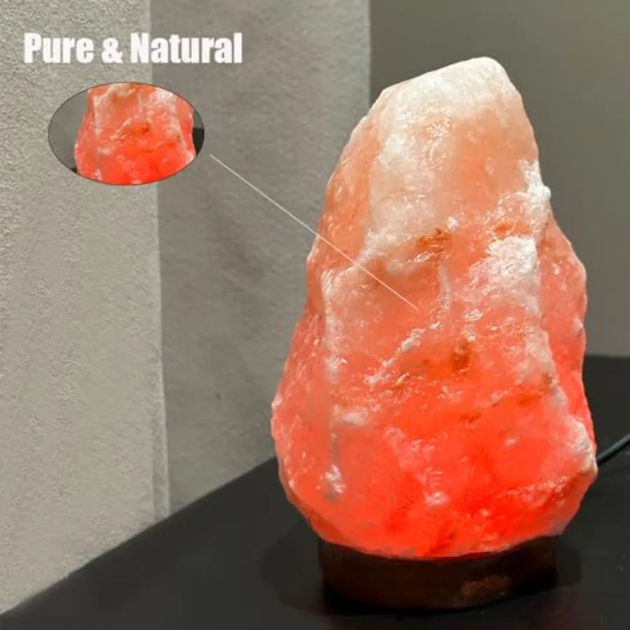 Color Changing USB Salt Rock Lamps, Premium Wood Base for Home Deco