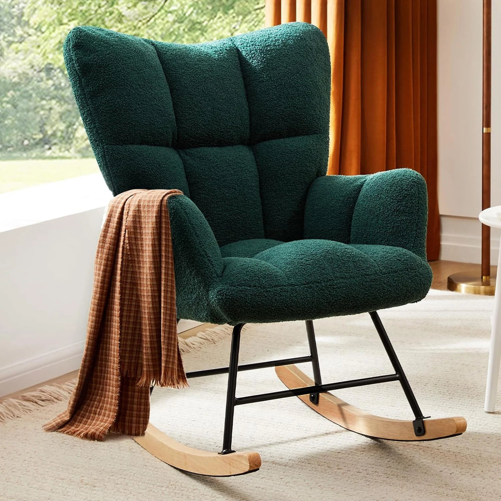 Modern Upholstered Nursery Rocking Chairs, with Side Pocket