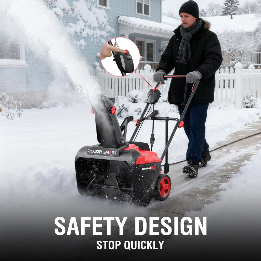 Electric Snow Thrower, 21" Snow Blower with 180° Chute, LED Light, Lightweight for Yard, Driveway & Sidewalk