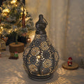 Moroccan Battery Powered Table Lamp Metal Lantern Home Decor