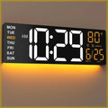 16.5" Large Digital Wall Clock With Low-Glare Display, Dual Alarms, Remote Control, Temperature For Living Room, Classroom, Home, Office