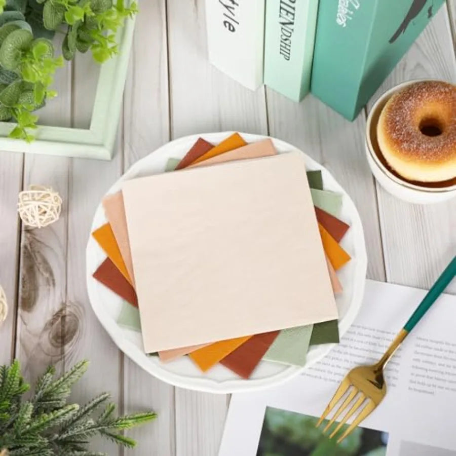 120 Sheet Modern Boho Cocktail Napkin 6 Colors 2 Ply Sage Green Pink Orange Brown