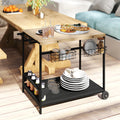 Patio Serving Cart with Wine Holders Natural