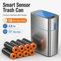 Premium Stainless Steel Smart Trash Can, 2.8 Gallon Touchless Motion Sensor Garbage Bin with Lid, Fingerprint-Resistant Slim Waste Container for High-End Bathroom & Kitchen, Includes 120 Drawstring Bags (8 Rolls)
