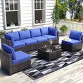 7-Piece Rattan Wicker Sectional Modular Conversation Sofa Set