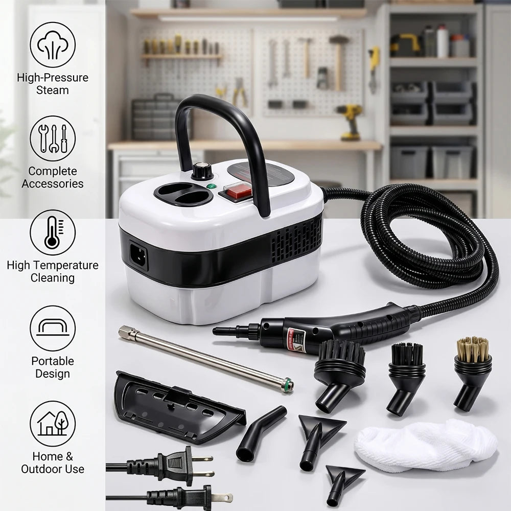 Portable High Temperature Steam Cleaning Machine with Multi Nozzle Attachments for Kitchen Hood Toilet Curtain Car Home Outdoor Deep Cleaning
