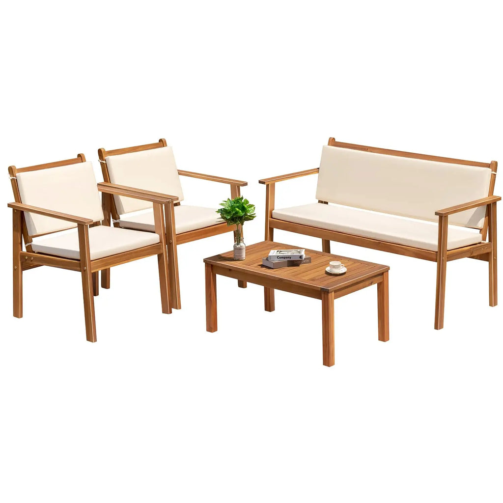 4 Piece Patio Bistro Set w/ Loveseat Coffee Table