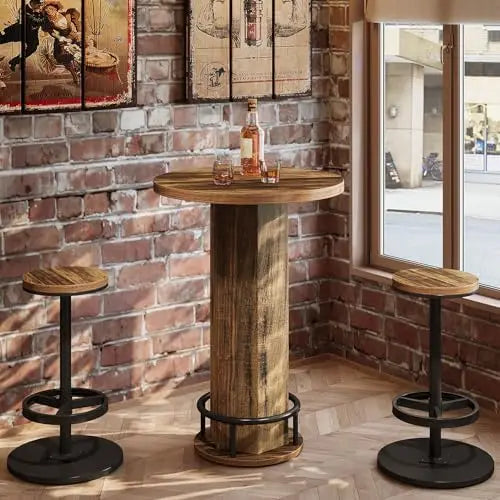 3-Piece Dining Table Set for 2, Small Round Kitchen Table with 2 Chairs