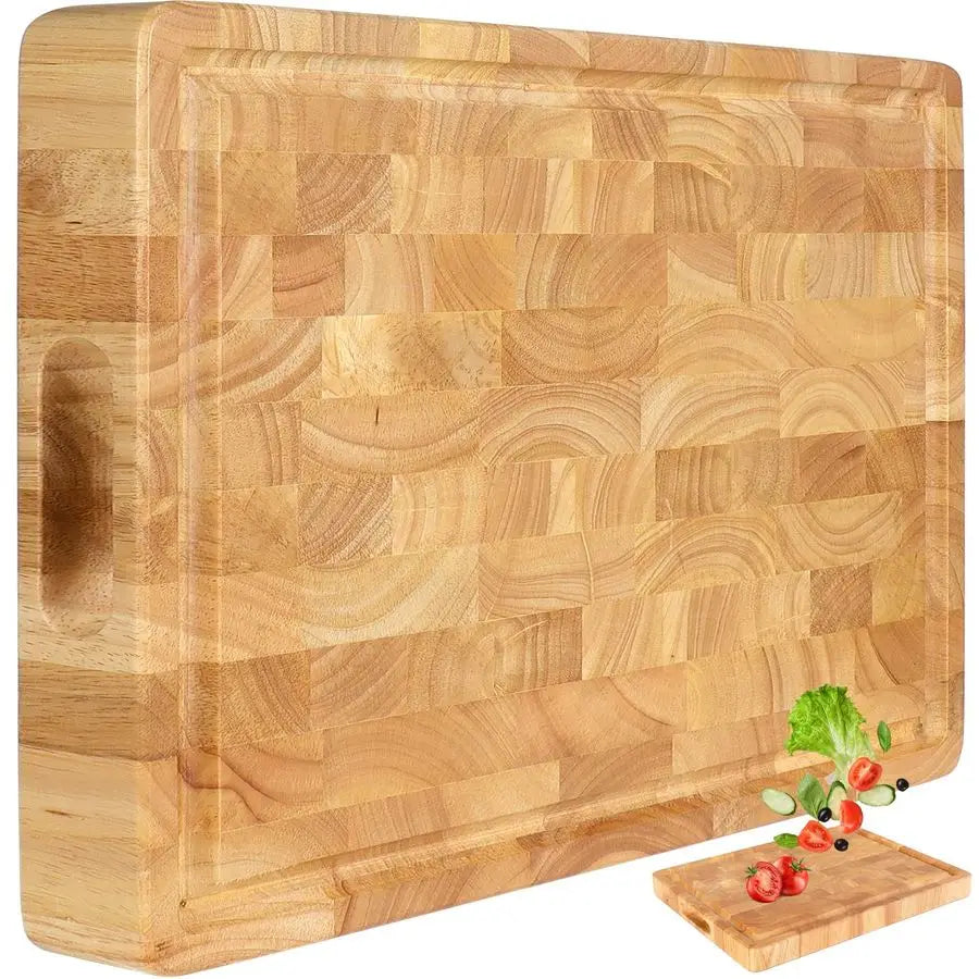 Butcher Block End Grain Cutting Board 17x13x1.5in Reversible Multipurpose Chopping Board