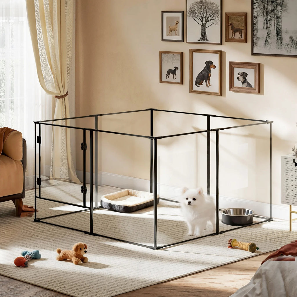 8 Panels Clear Acrylic Dog Playpen