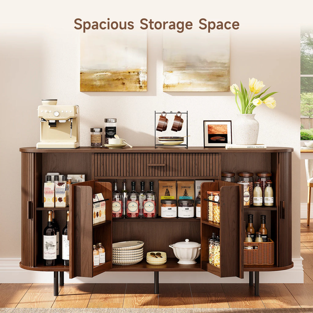 Sideboard Buffet Cabinet With Storage, Versatile Design Wood Kitchen Cabinets Coffee Bar Cabinet For Kitchen