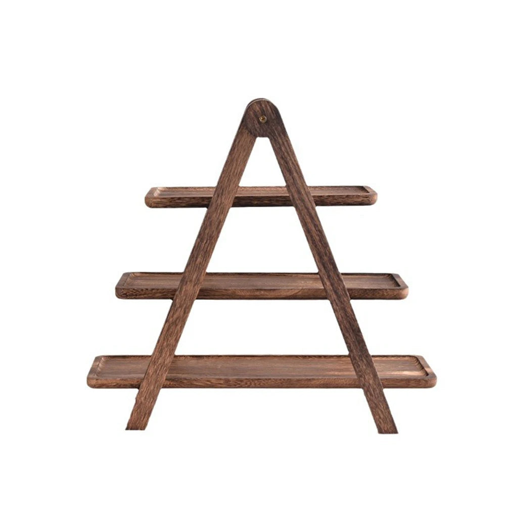 2Pcs Wooden Serving Platter Rectangular Foldable