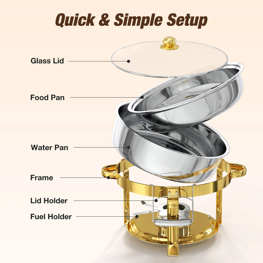 Chafing Dishes for Buffet 6.5QT Round Stainless Steel