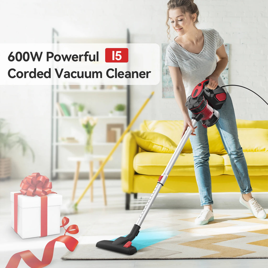 Vacuum Cleaner 600W 18000Pa Powerful 2-in-1 HEPA Filters Handheld Stick Vaccum for Home