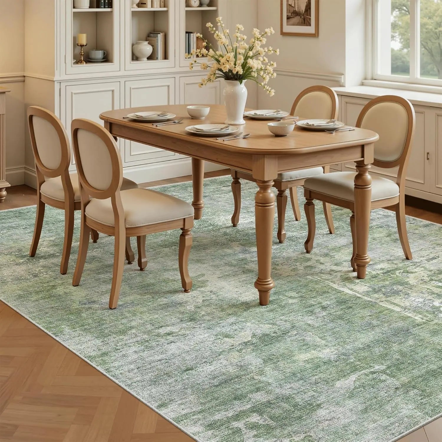 Non-Slip Area Carpet, Modern Short Pile Washable Rug for Living Room & Bedroom, Home Decor