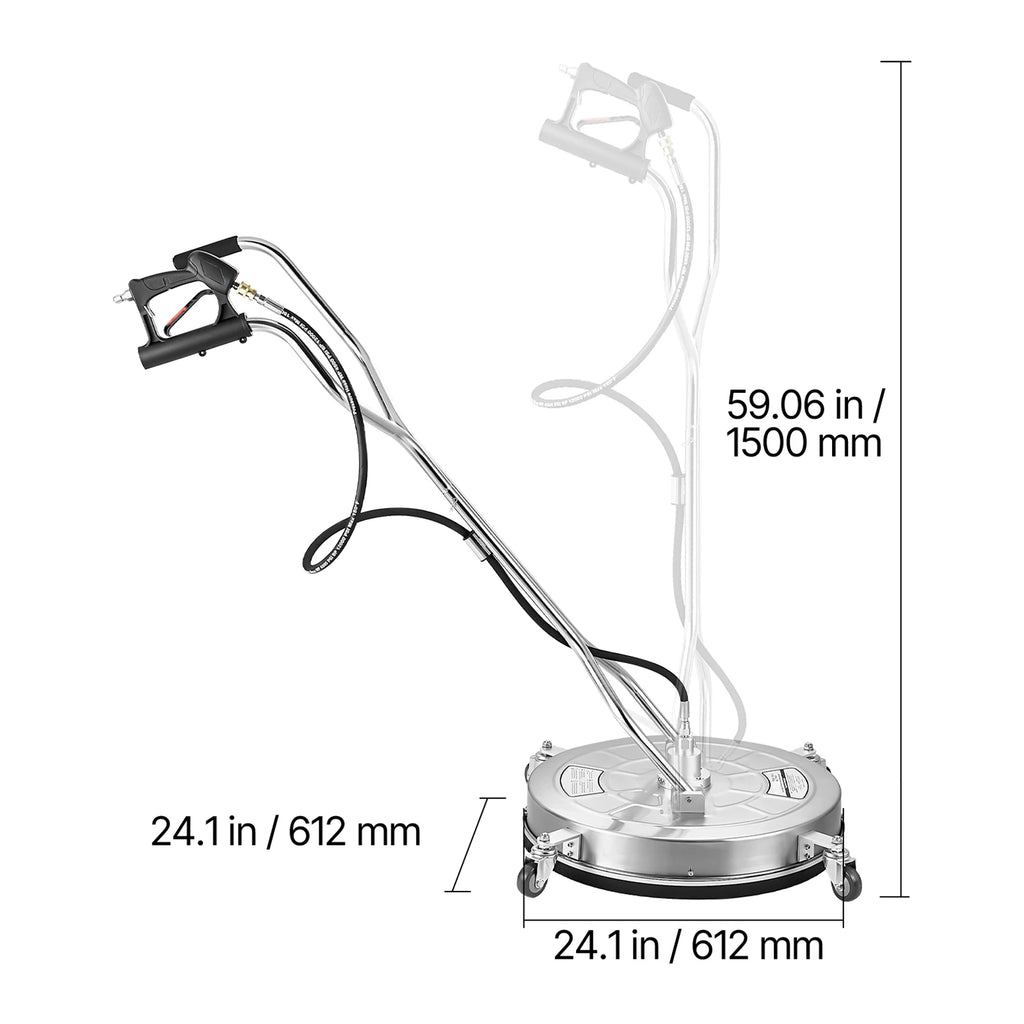Stainless Steel Pressure Washer Attachments with 4 Wheels for Concrete Patio Deck
