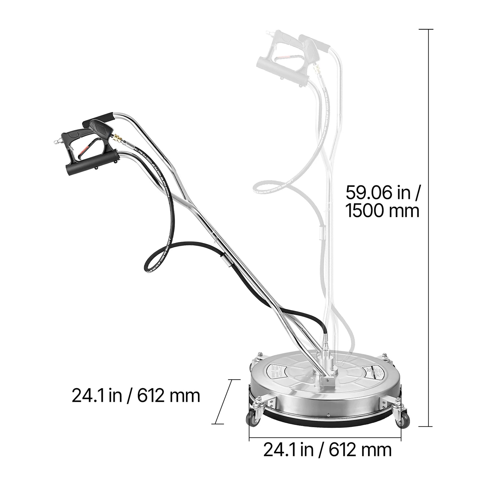 Stainless Steel Pressure Washer Attachments with 4 Wheels for Concrete Patio Deck