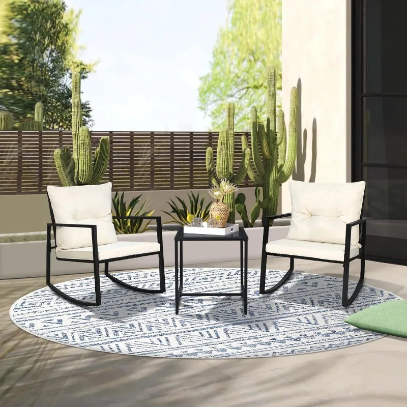 3 Piece Outdoor Rocking Bistro Set
