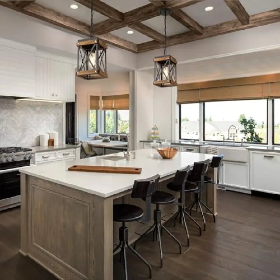 Rustic Farmhouse Wood Pendant Light Fixture
