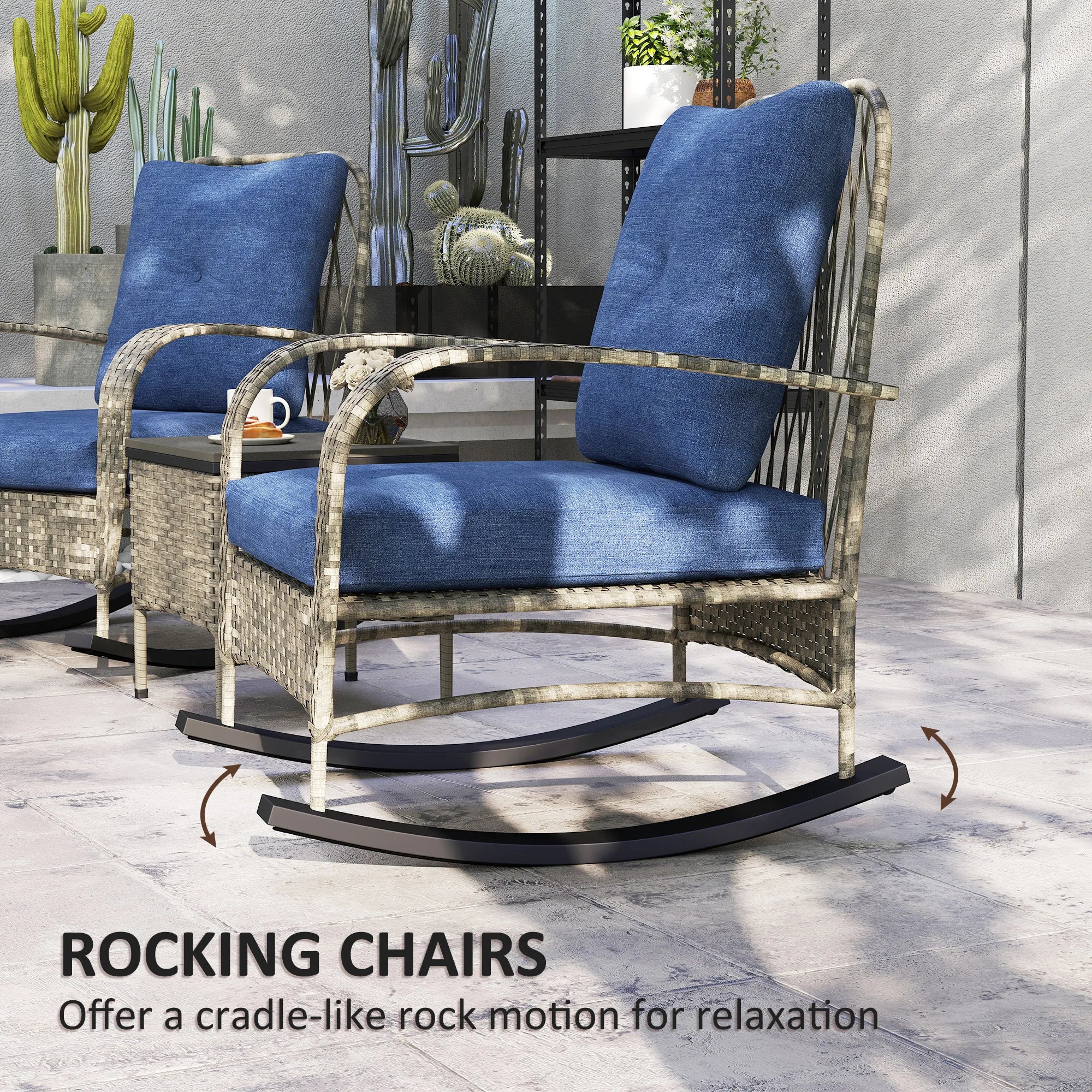 Patio Furniture Set, Rocking Chairs W/ Coffee Table