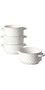 26 oz, Ceramic Bowl s 6 Inch, Set of 4, Arctic white