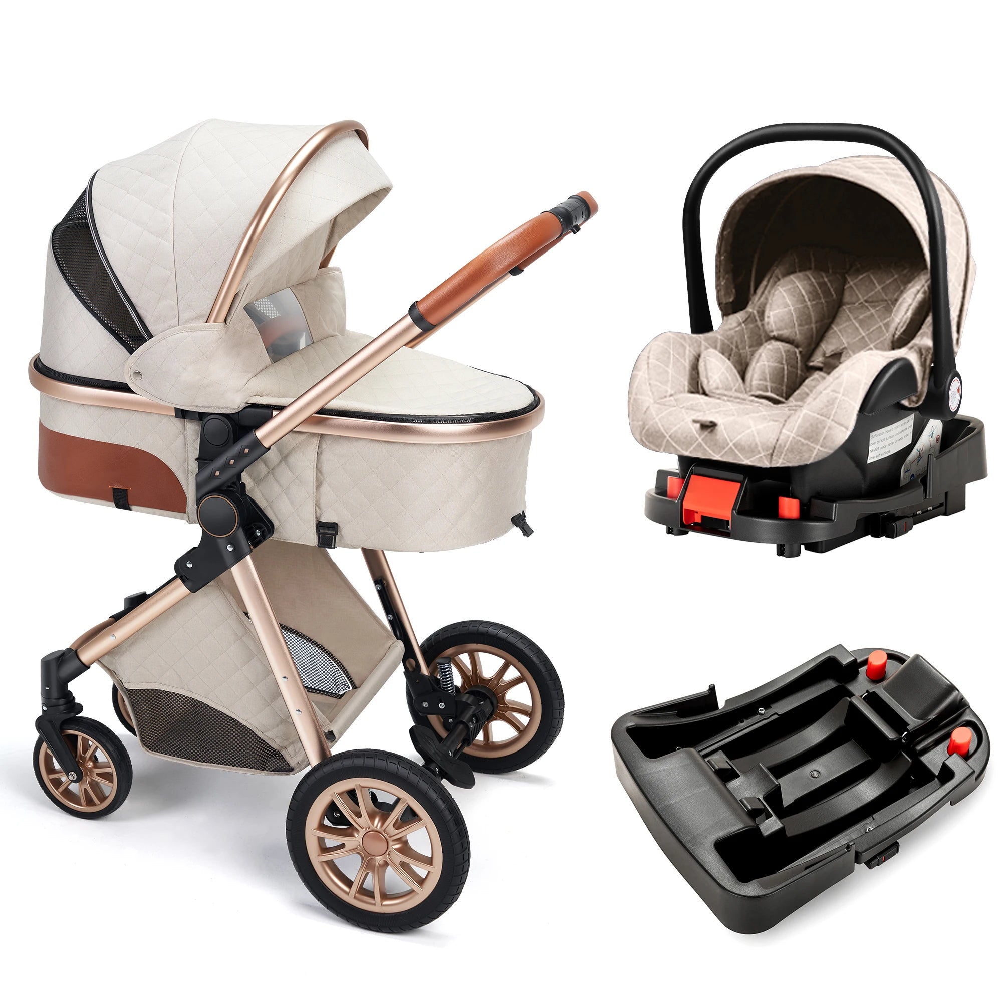 Luxury 3-in-1 baby stroller