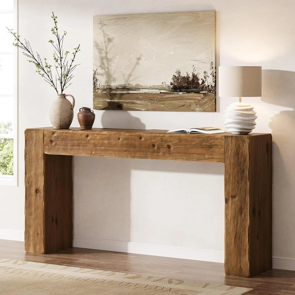 63-Inch Farmhouse Sofa Table for Entryway, Living Room, Foyer, Easy Assembly, Rustic Brown